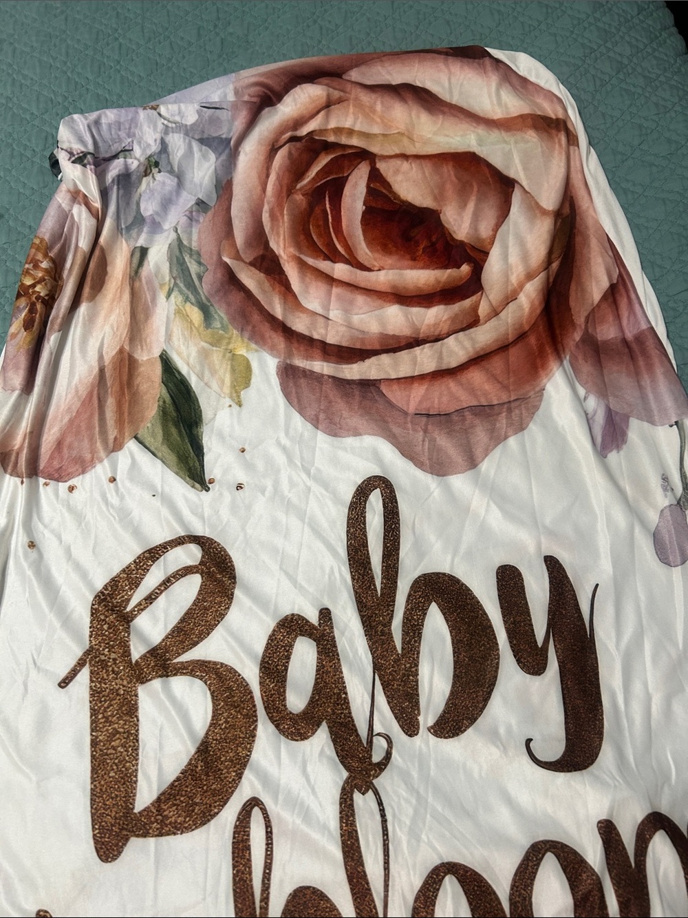 Floral 'Baby Bloom' Rose Print Satin Banner
